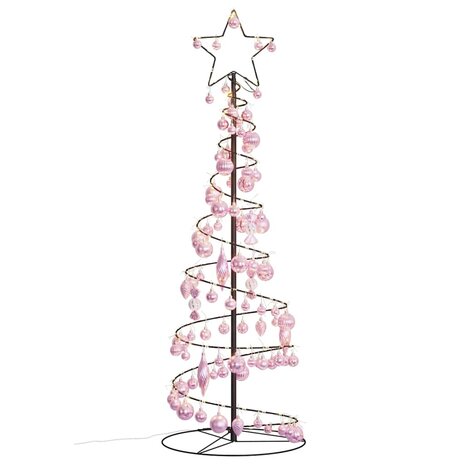 Kerstboom lichtkegel met kerstballen 100 LED&apos;s warmwitte 150 cm 7