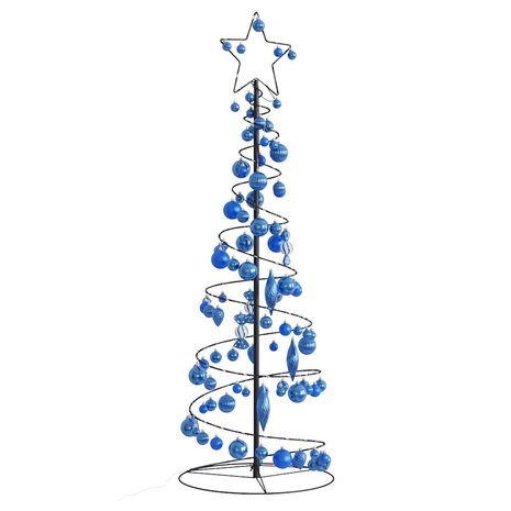 Kerstboom lichtkegel met kerstballen 100 LED&apos;s warmwitte 150 cm 1