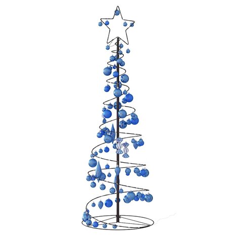 Kerstboom lichtkegel met kerstballen 100 LED&apos;s warmwitte 150 cm 5