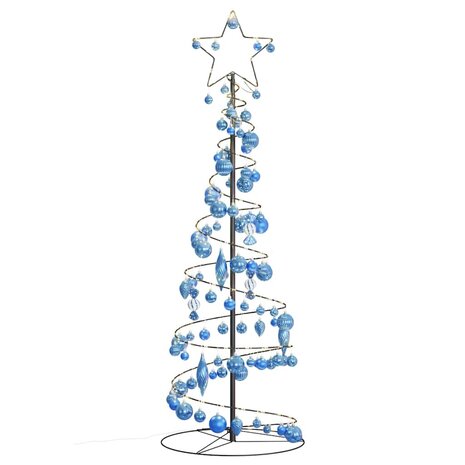 Kerstboom lichtkegel met kerstballen 100 LED&apos;s warmwitte 150 cm 7