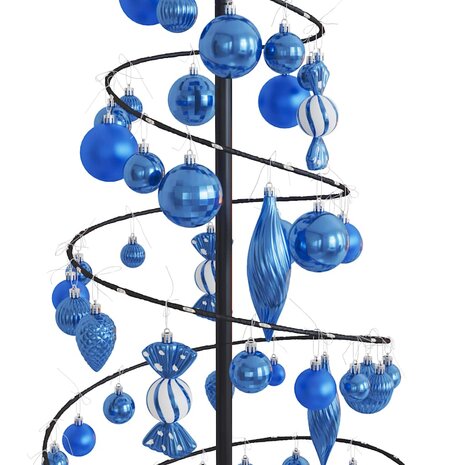 Kerstboom lichtkegel met kerstballen 100 LED&apos;s warmwitte 150 cm 9