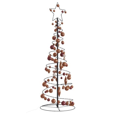 Kerstboom lichtkegel met kerstballen 100 LED&apos;s warmwitte 150 cm 1