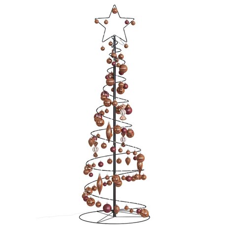 Kerstboom lichtkegel met kerstballen 100 LED&apos;s warmwitte 150 cm 3