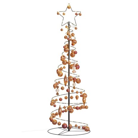 Kerstboom lichtkegel met kerstballen 100 LED&apos;s warmwitte 150 cm 7