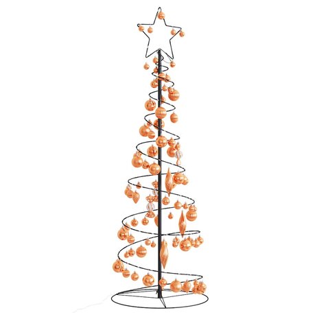 Kerstboom lichtkegel met kerstballen 100 LED&apos;s warmwitte 150 cm 1