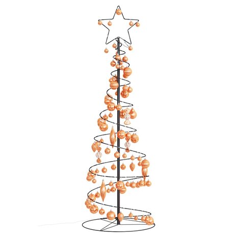 Kerstboom lichtkegel met kerstballen 100 LED&apos;s warmwitte 150 cm 3