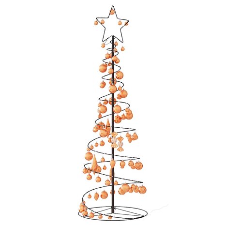 Kerstboom lichtkegel met kerstballen 100 LED&apos;s warmwitte 150 cm 5