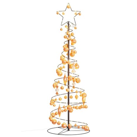 Kerstboom lichtkegel met kerstballen 100 LED&apos;s warmwitte 150 cm 7