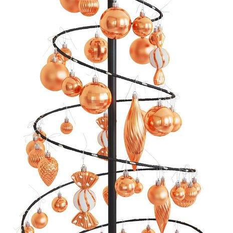 Kerstboom lichtkegel met kerstballen 100 LED&apos;s warmwitte 150 cm 9