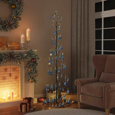 Kerstboom lichtkegel met kerstballen 120 LED&apos;s warmwitte 180 cm 2