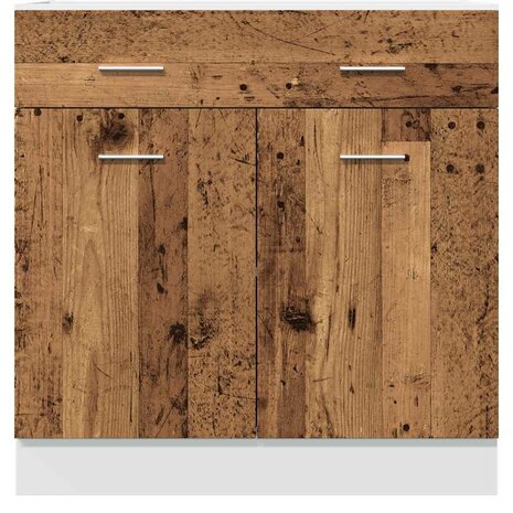 Onderkast met lade 80x46x81,5 cm bewerkt hout oud houtkleurig 4