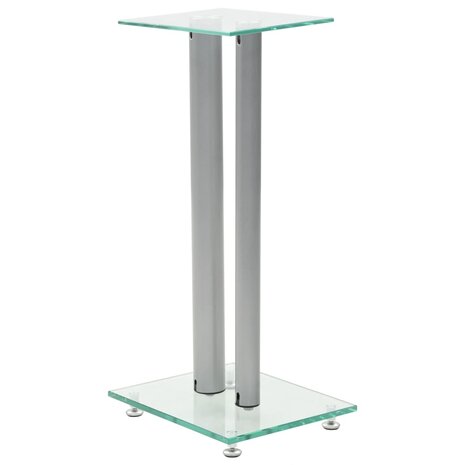 Speakerstandaarden zuil-ontwerp gehard glas zilver 2 st 2