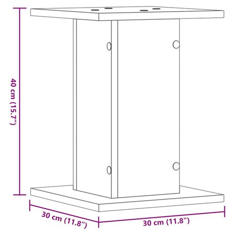 Speakerstandaards 2 st 30x30x40 cm bewerkt hout betongrijs 9