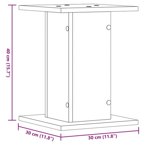 Speakerstandaards 2 st 30x30x40 cm bewerkt hout bruin eiken 9