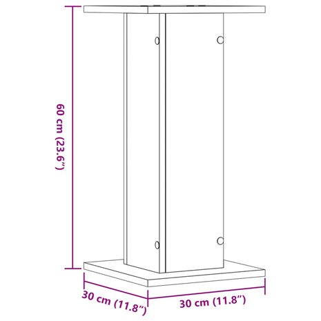 Speakerstandaards 2 st 30x30x60 cm bewerkt hout zwart 9