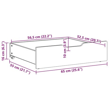 Bedlades 2 st 65x55x16 cm massief grenenhout wit 8