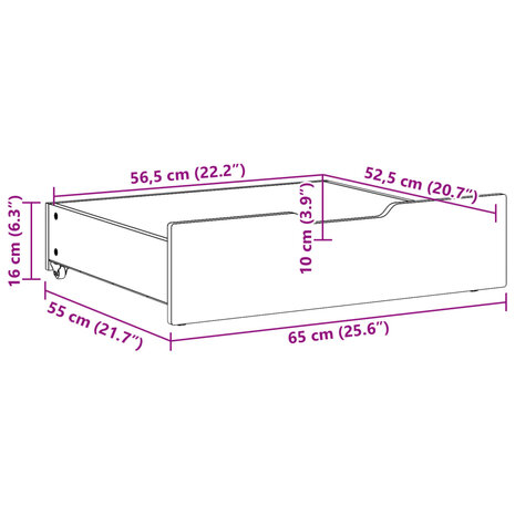 Bedlades 2 st 65x55x16 massief grenenhout wasbruin 8