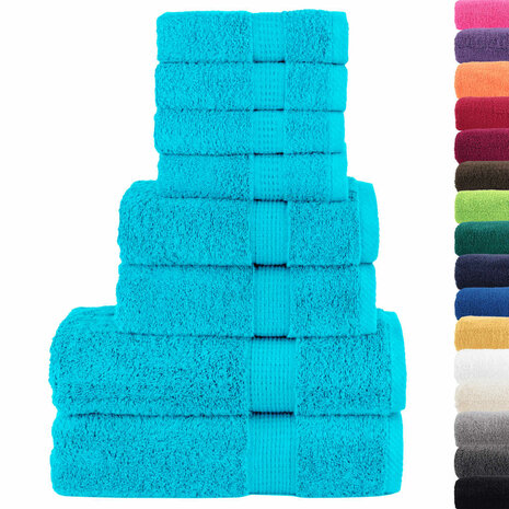 8-delige Handdoekenset SOLUND 600 g/m² turquoise 2