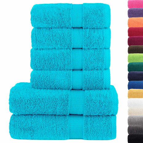 6-delige Handdoekenset SOLUND 600 g/m² turquoise 2