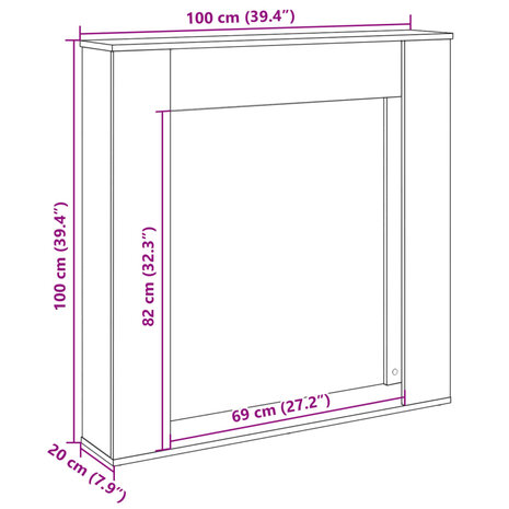 Haardombouw 100x20x100 cm bewerkt hout zwart 8