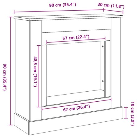 Haardombouw 90x30x90 cm bewerkt hout zwart 9