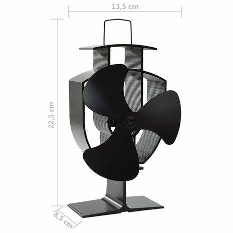 Kachelventilator met 3 vinnen zwart 8