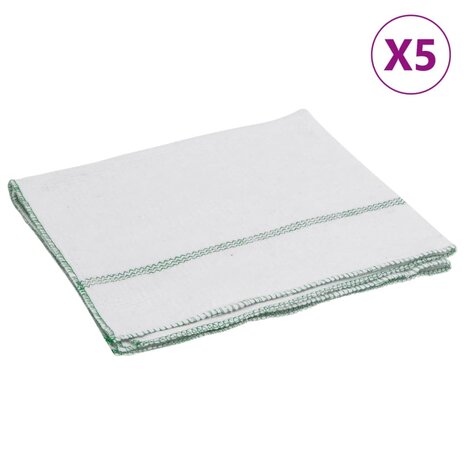 Vloerdoeken 5 st gestreept 50x60 cm wit en groen 1