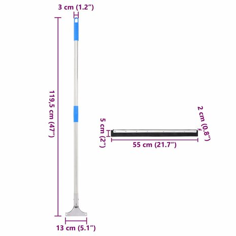 Vloerwisser 55x119,5 cm staal en rubber 8