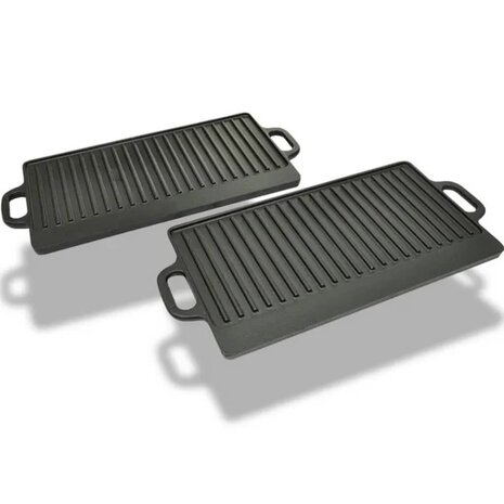 Grillplaat gietijzer dubbelzijdig 38x23 cm 2 st 5