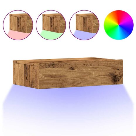 Tv-meubels met LED-verlichting 2 st 60x35x15,5 cm oud hout 2