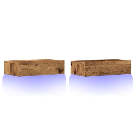 Tv-meubels met LED-verlichting 2 st 60x35x15,5 cm oud hout 3