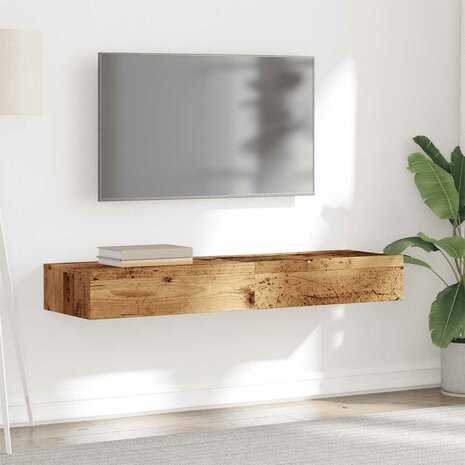 Tv-meubels met LED-verlichting 2 st 60x35x15,5 cm oud hout 5