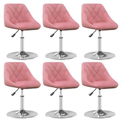 Eetkamerstoelen draaibaar 6 st fluweel roze 1