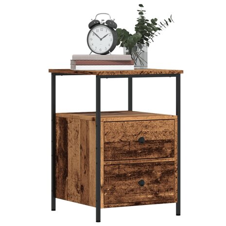 Nachtkastjes 2 st 34x35,5x50 cm bewerkt hout oud houtkleurig 1