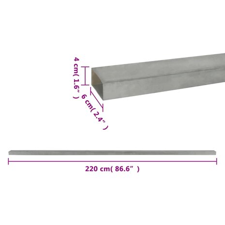 Schuttingpalen 10 st 220 cm staal zilverkleurig 6