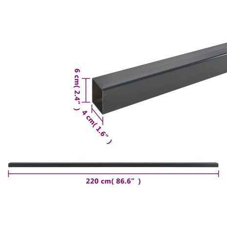 Schuttingpalen 20 st 220 cm staal grijs 7