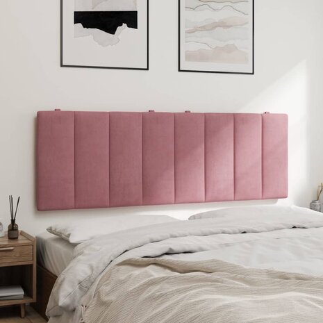 Hoofdbordkussen 120 cm fluweel roze 4