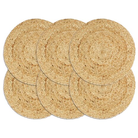 Placemats 6 st rond 38 cm jute natuurlijk 1