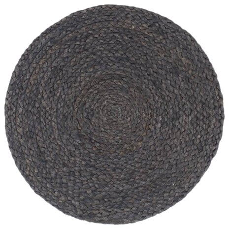 Placemats 4 st rond 38 cm jute donkergrijs 2