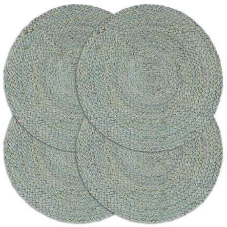 Placemats 4 st rond 38 cm jute olijfgroen 1