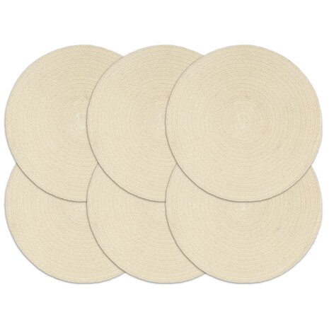 Placemats 6 st rond 38 cm katoen natuurlijk  1