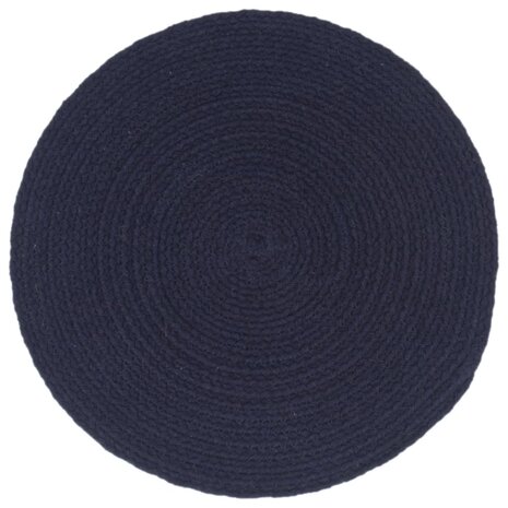 Placemats 4 st rond 38 cm katoen effen marineblauw  2