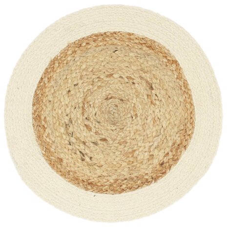 Placemats 4 st rond 38 cm jute en katoen natuurlijk  2