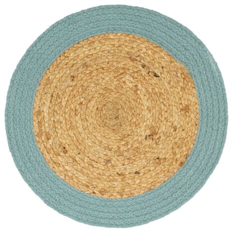 Placemats 4 st 38 cm jute en katoen natuurlijk en groen 2