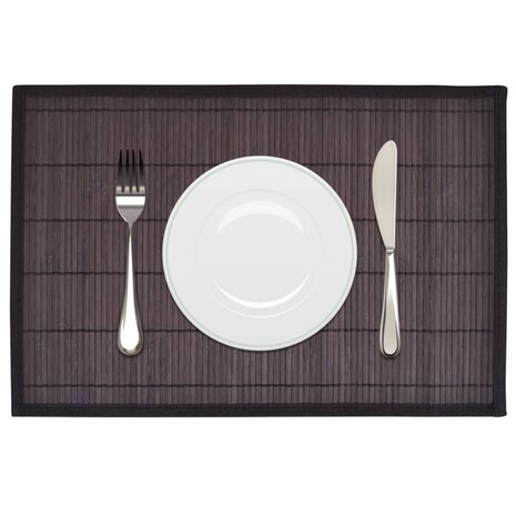 6 Placemats bamboe 30 x 45 cm donkerbruin 1