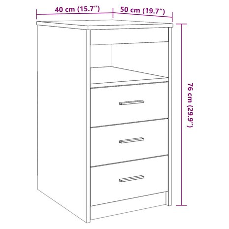 Ladekast 40x50x76 cm bewerkt hout oud houtkleurig 11