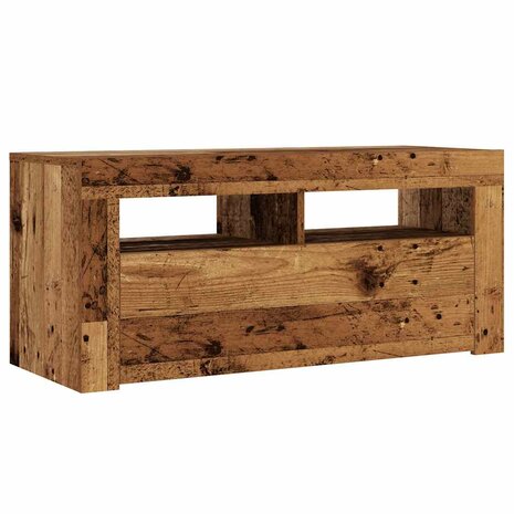 Tv-meubel met LED 90x35x40 cm bewerkt hout oud hout 6