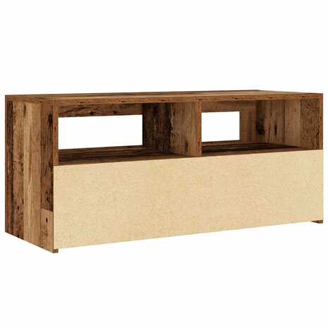 Tv-meubel met LED 90x35x40 cm bewerkt hout oud hout 9