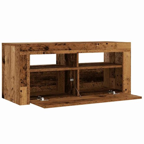 Tv-meubel met LED 90x35x40 cm bewerkt hout oud hout 10