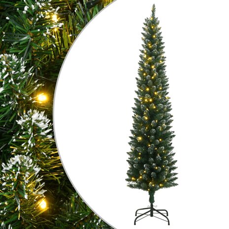 Kunstkerstboom smal met 300 LED&apos;s 210 cm 1